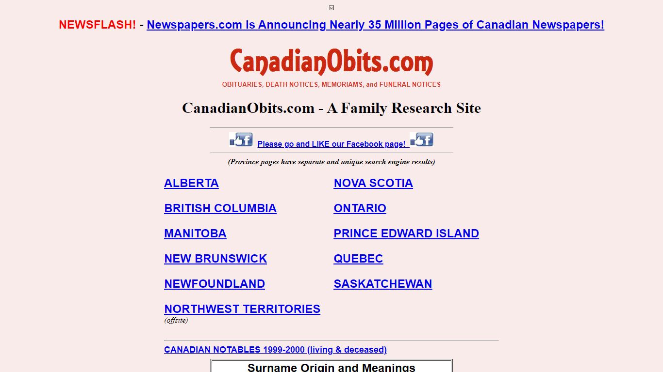 CanadianObits.com - a growing collection of obits from all over Canada